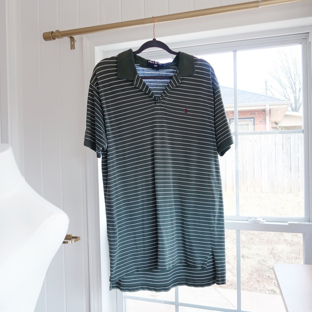 Polo Sport Ralph Lauren Mens Polo Shirt XL Striped 100% Cotton Vintage Old Money